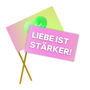 Papier-Flagge: Liebe ist stärker